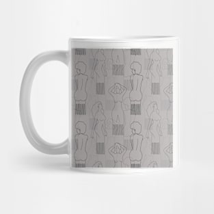 Black woman-shaped comb on grey background Mug